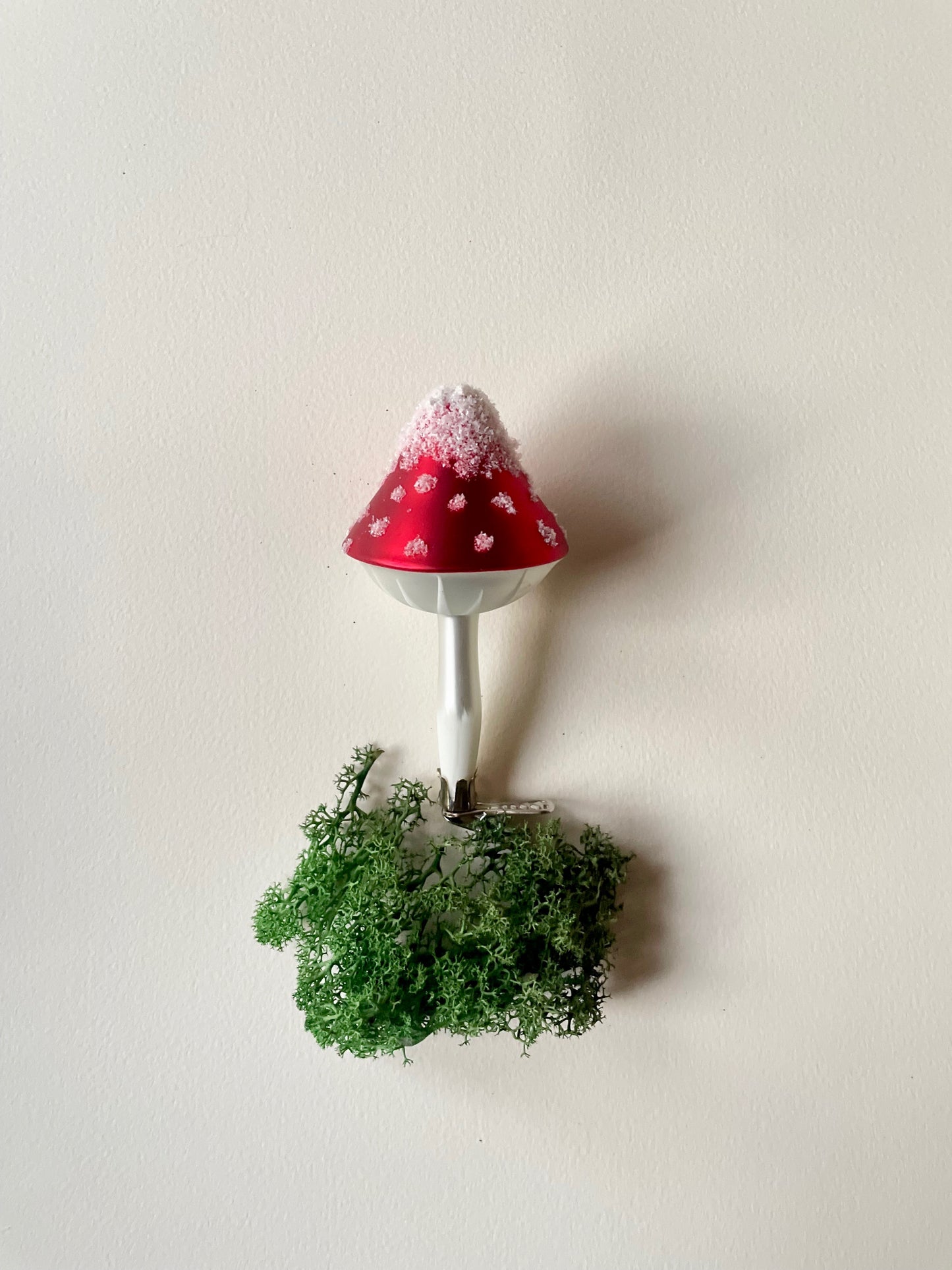 Toadstool Clip On Glass Ornament