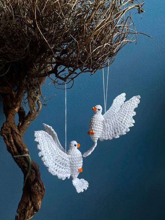 Dove Crochet Ornament by Krystyna