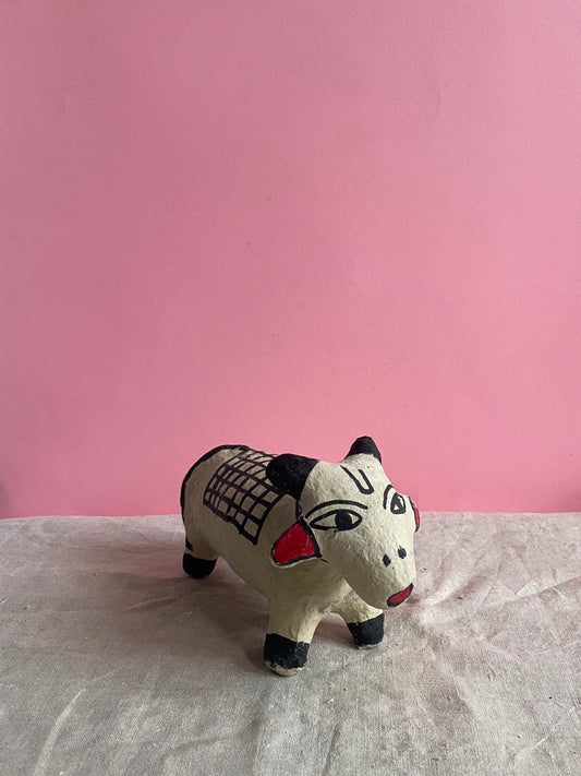 Paper Mache Cow with Red Ears