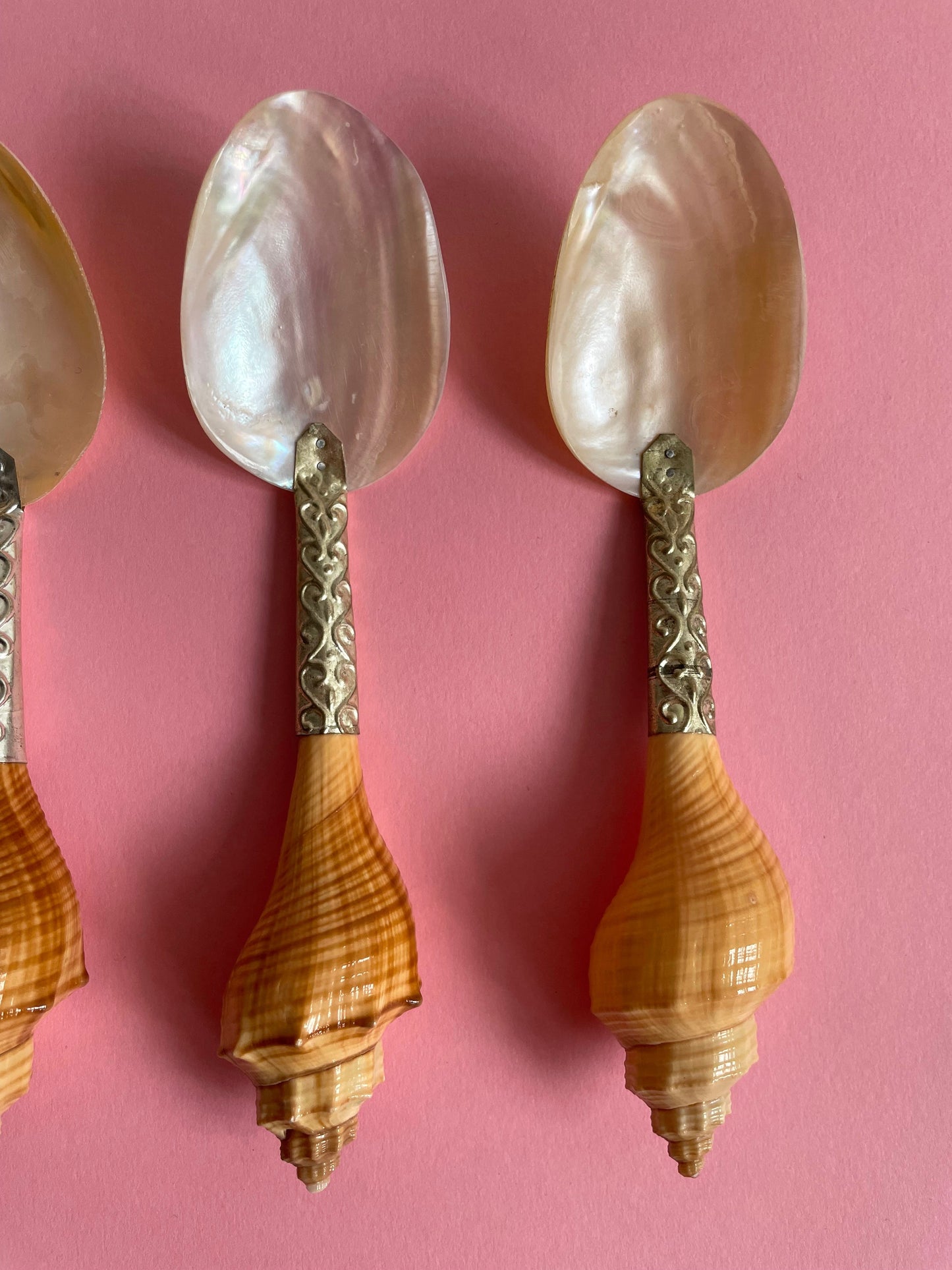 Mother of Pearl and Brown Shell Handcrafted Spoon