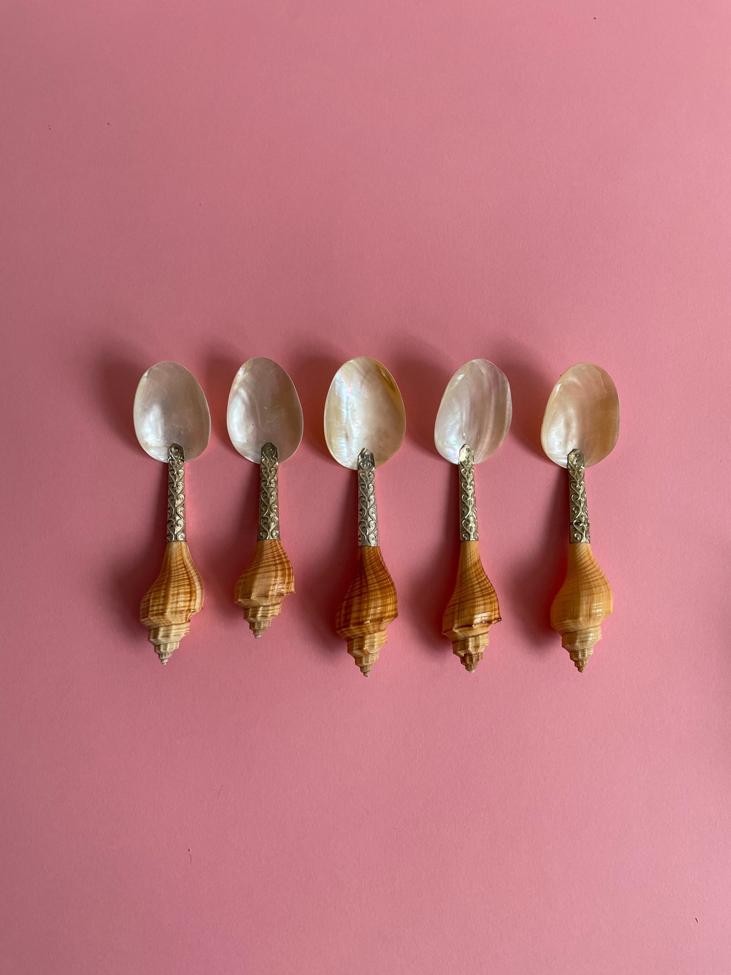 Mother of Pearl and Brown Shell Handcrafted Spoon