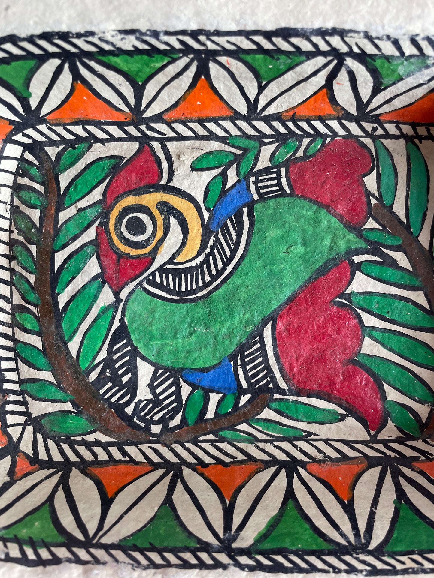 Paper Mache Tray with Bird in Colour