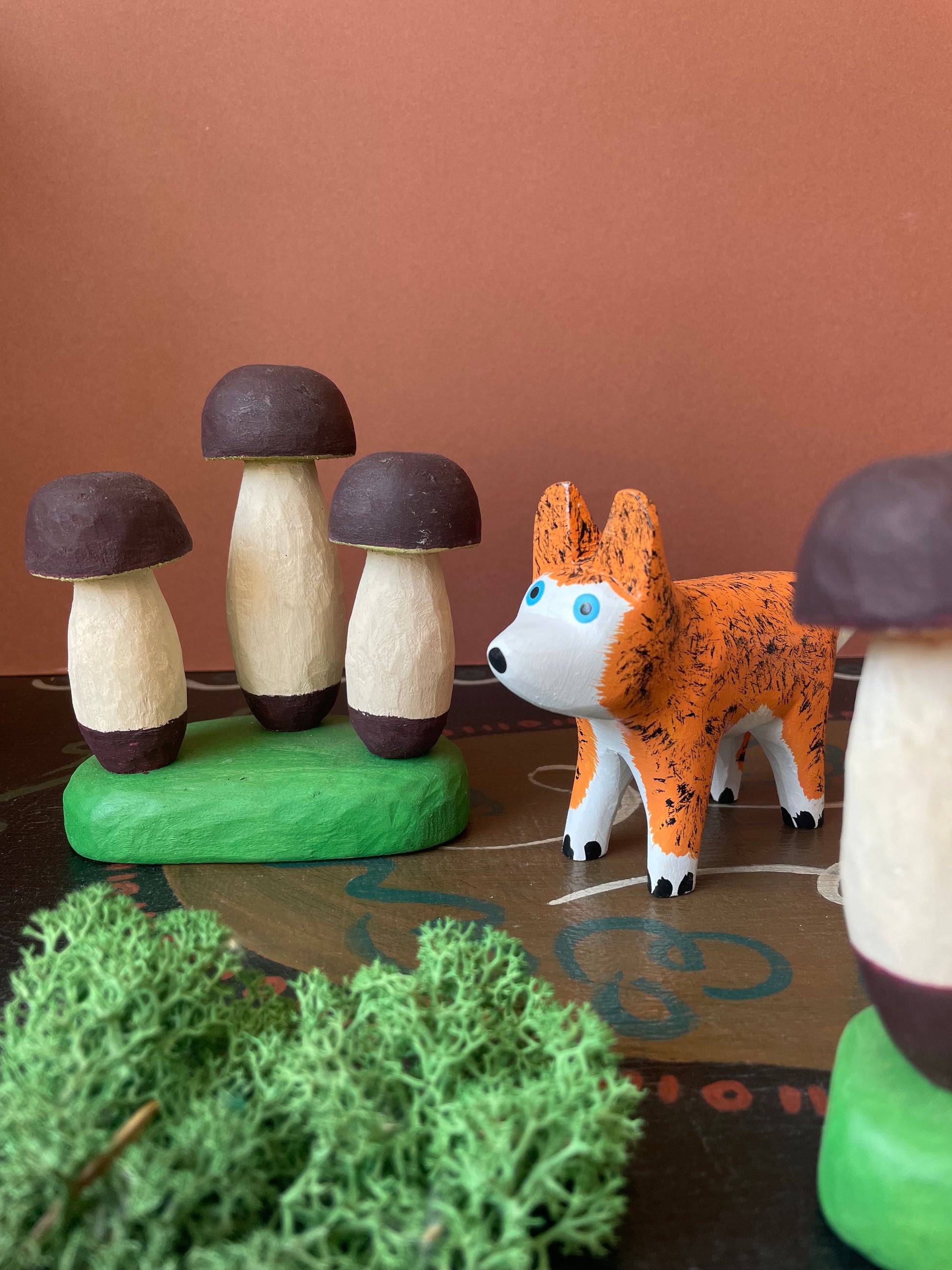 Whimsical Folk Art Wooden Mushrooms, Primitive 2-3 Bowl Fillers