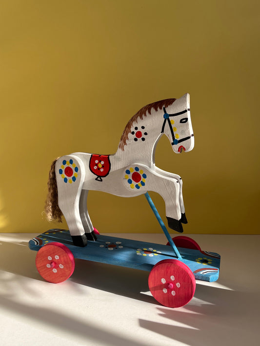 White Horse Pull Along Toy by Wlodzimierz
