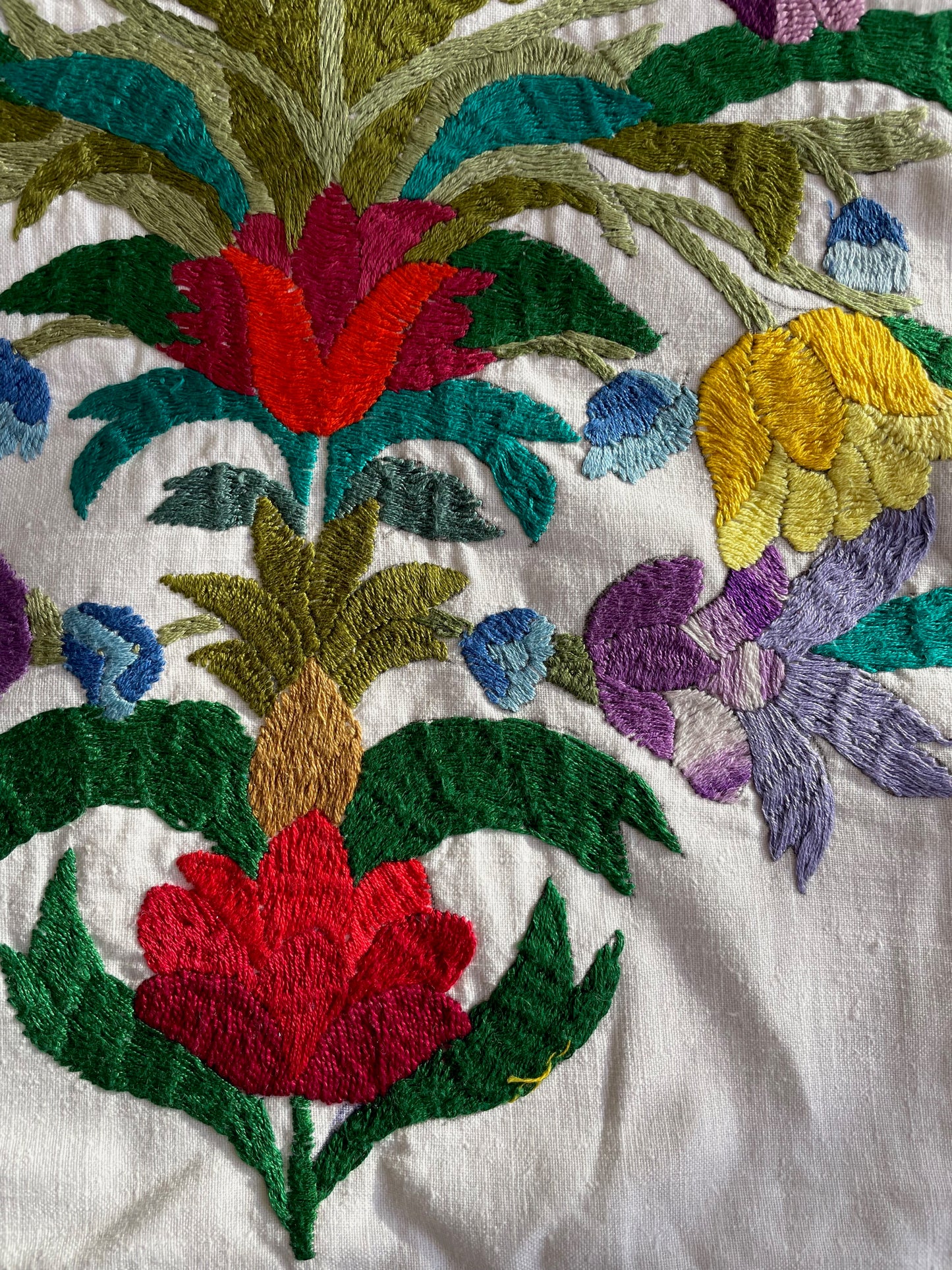 Floral Bouquet Embroidered Cushion Cover by Teresa