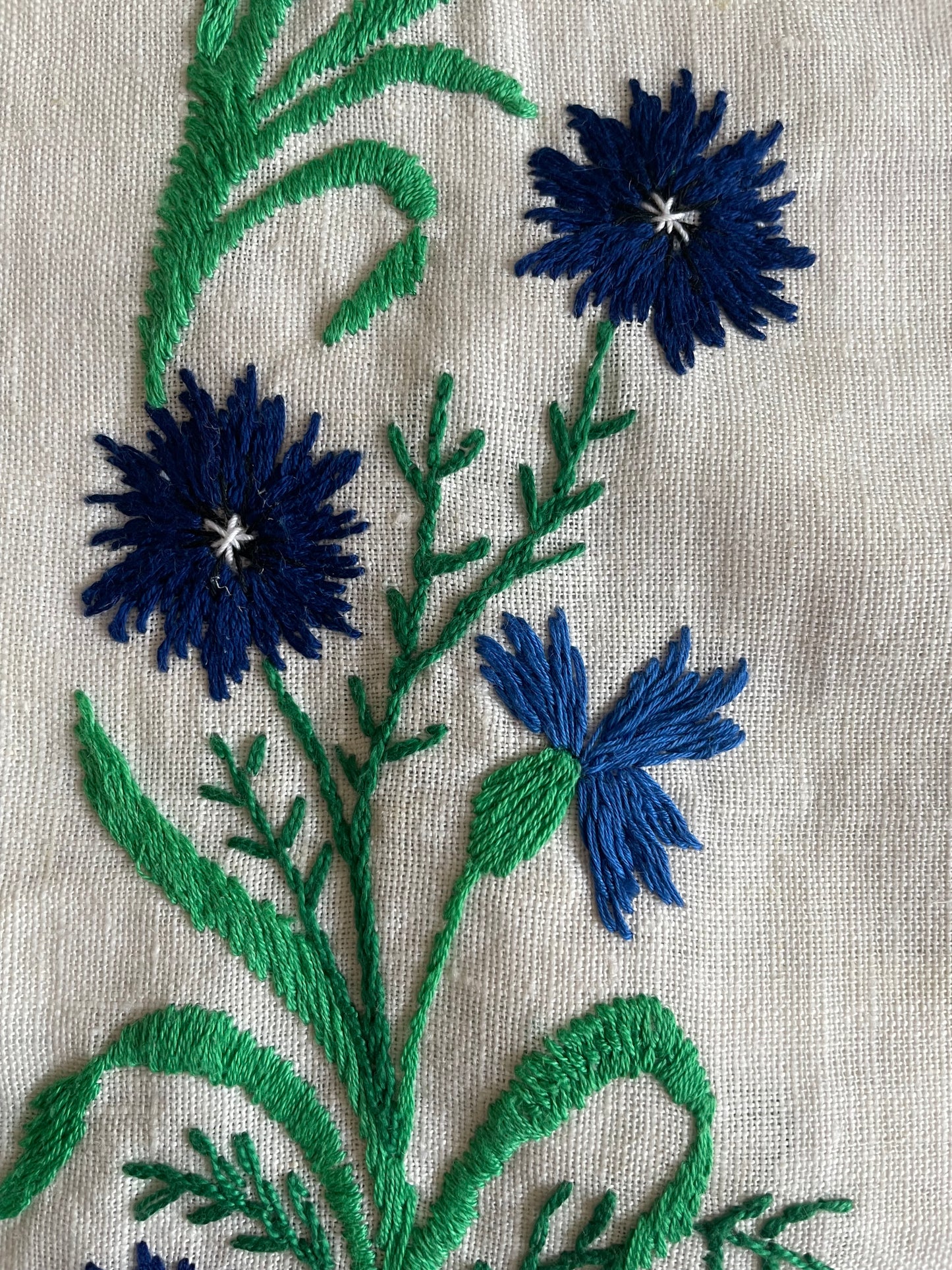 Cornflowers Embroidered Cushion Cover by Teresa
