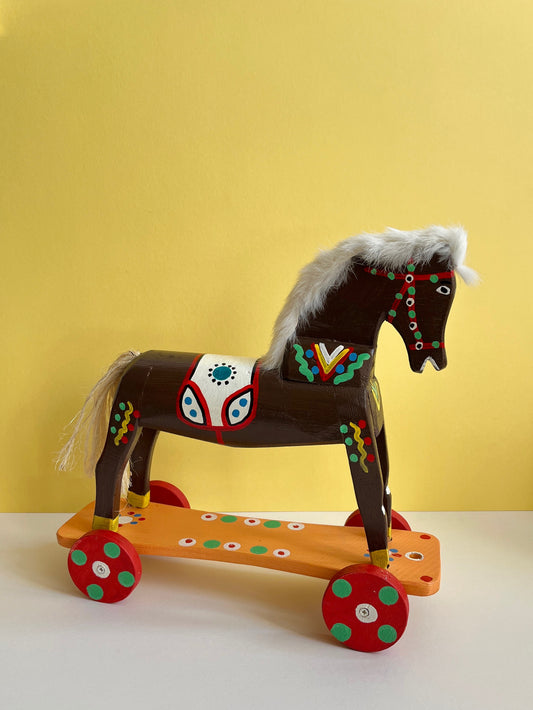 Brown Horse Pull Along Toy by Wlodzimierz
