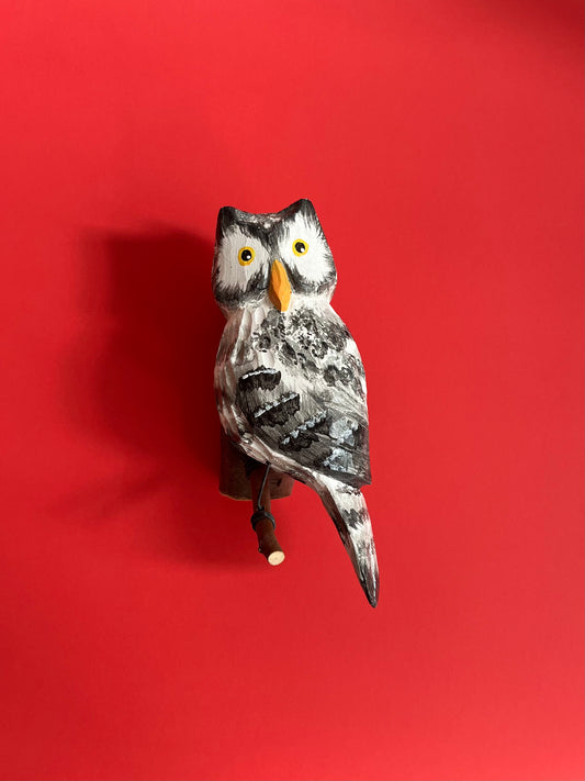 Wooden Owl in Grey by Bogumila