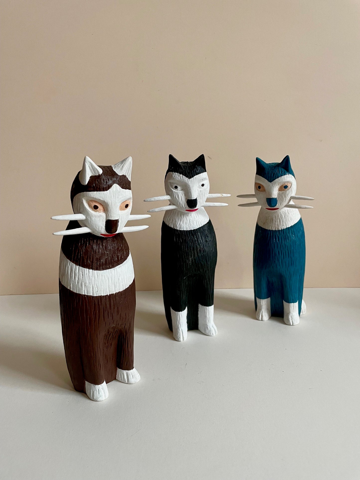 Wooden Cat Sculpture by Zenon