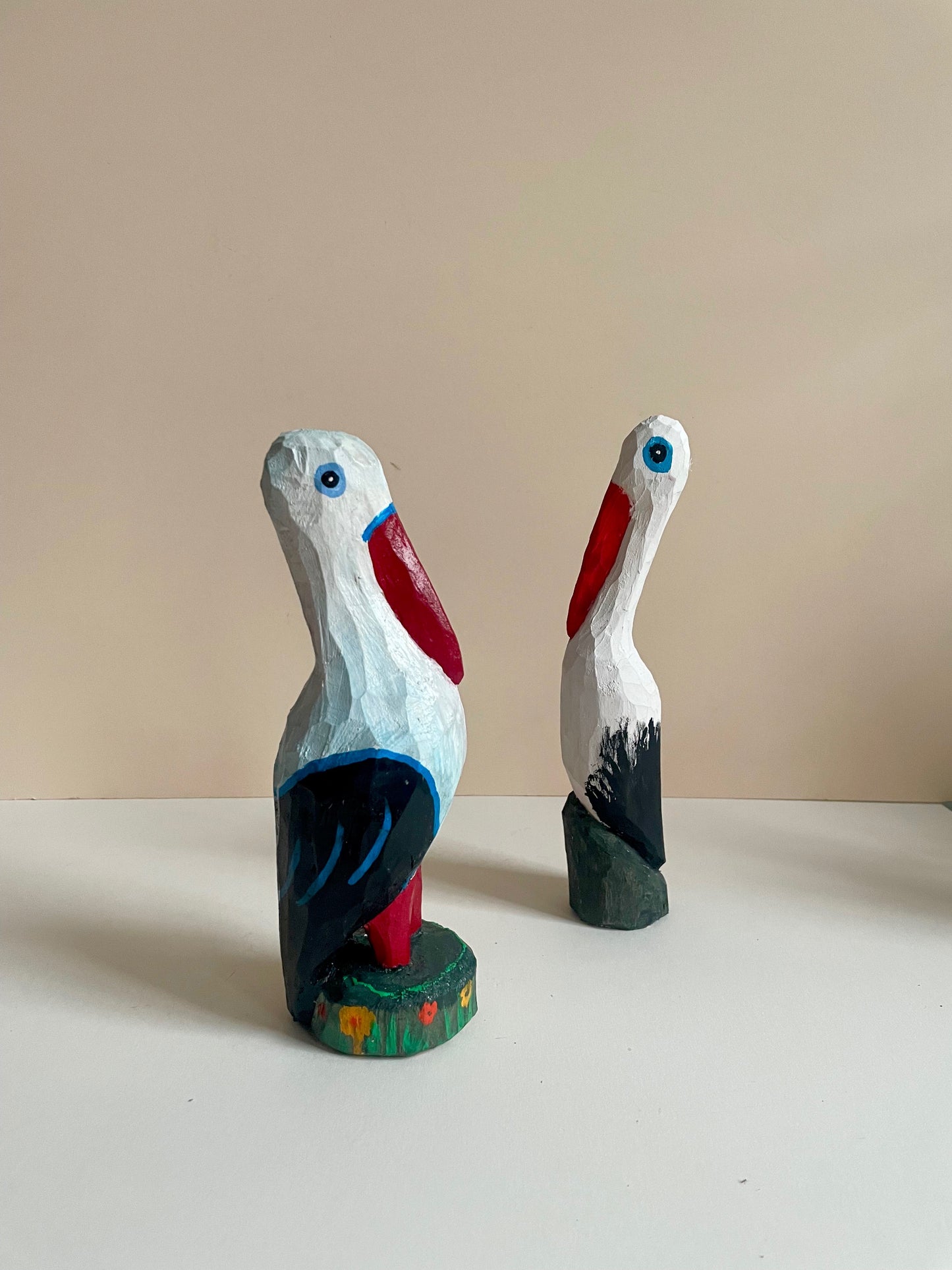 Wooden Storks Sculptures by Eugeniusz