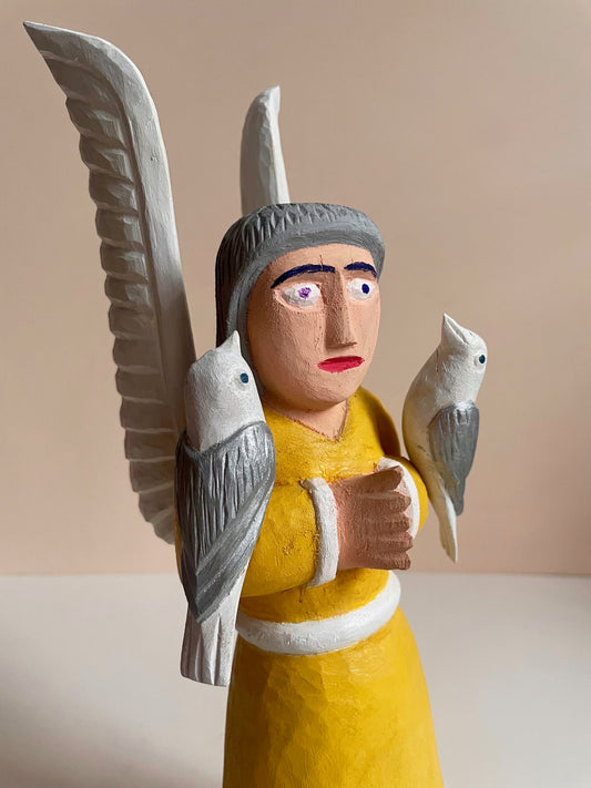 Angel with Two Birds Sculpture by Zenon