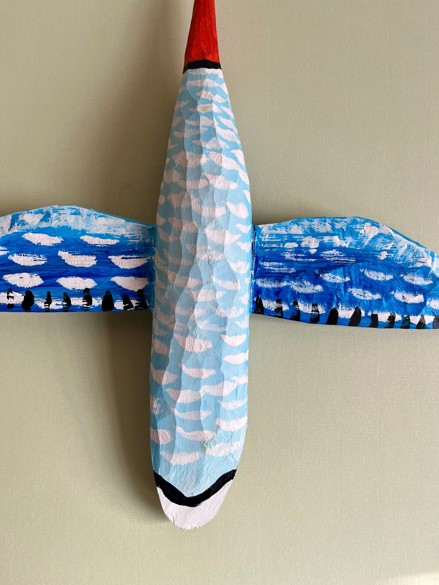 Hanging Wooden Bird in Blue by Eugeniusz