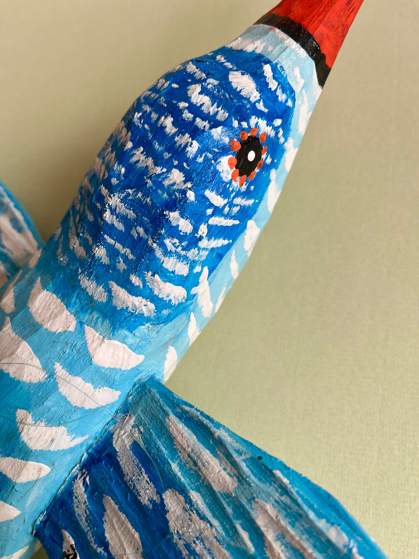 Hanging Wooden Bird in Blue by Eugeniusz