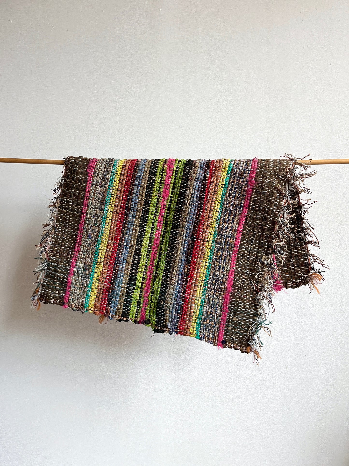 Handwoven Rug with Fuschia & Lime Green by Anna