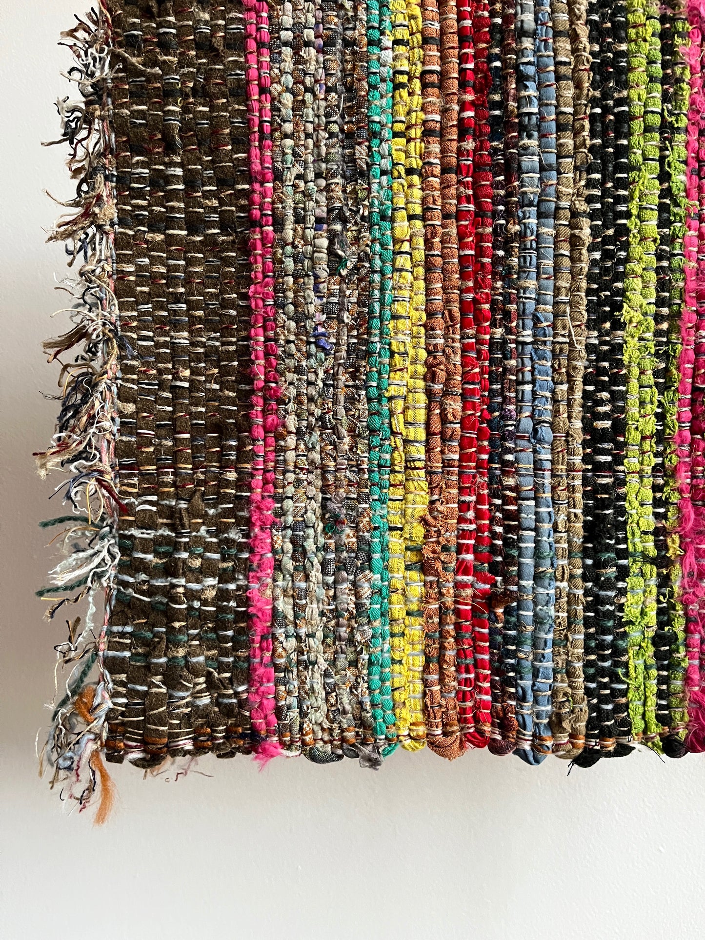 Handwoven Rug with Fuschia & Lime Green by Anna