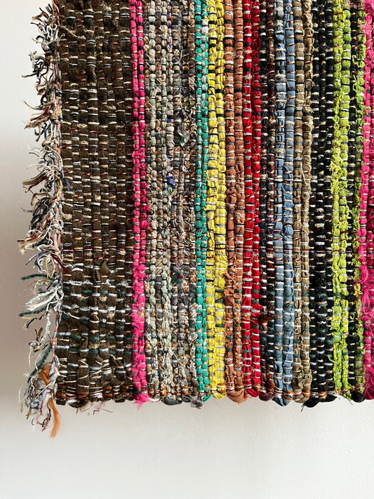 Handwoven Rug with Fuschia & Lime Green by Anna