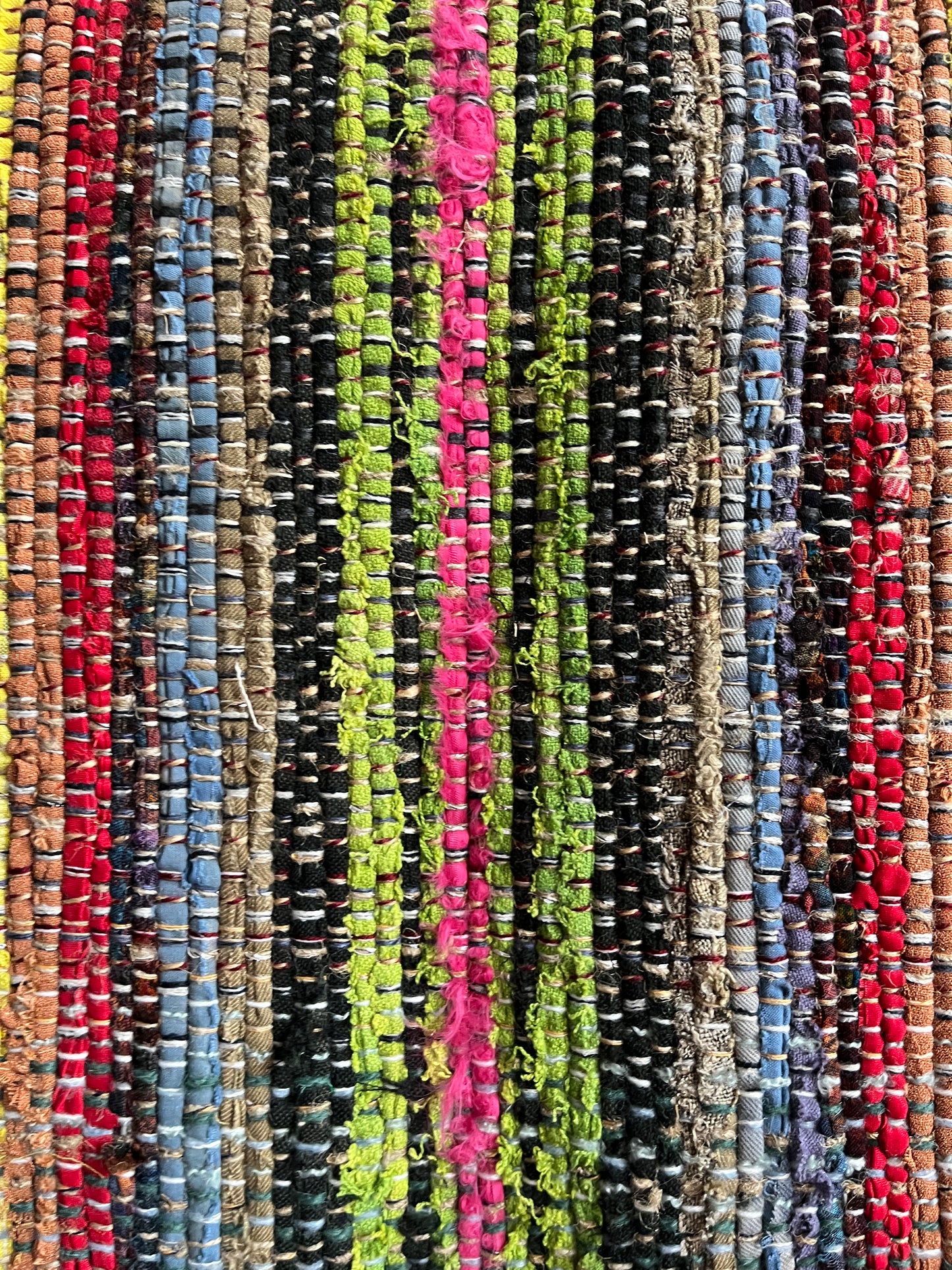 Handwoven Rug with Fuschia & Lime Green by Anna