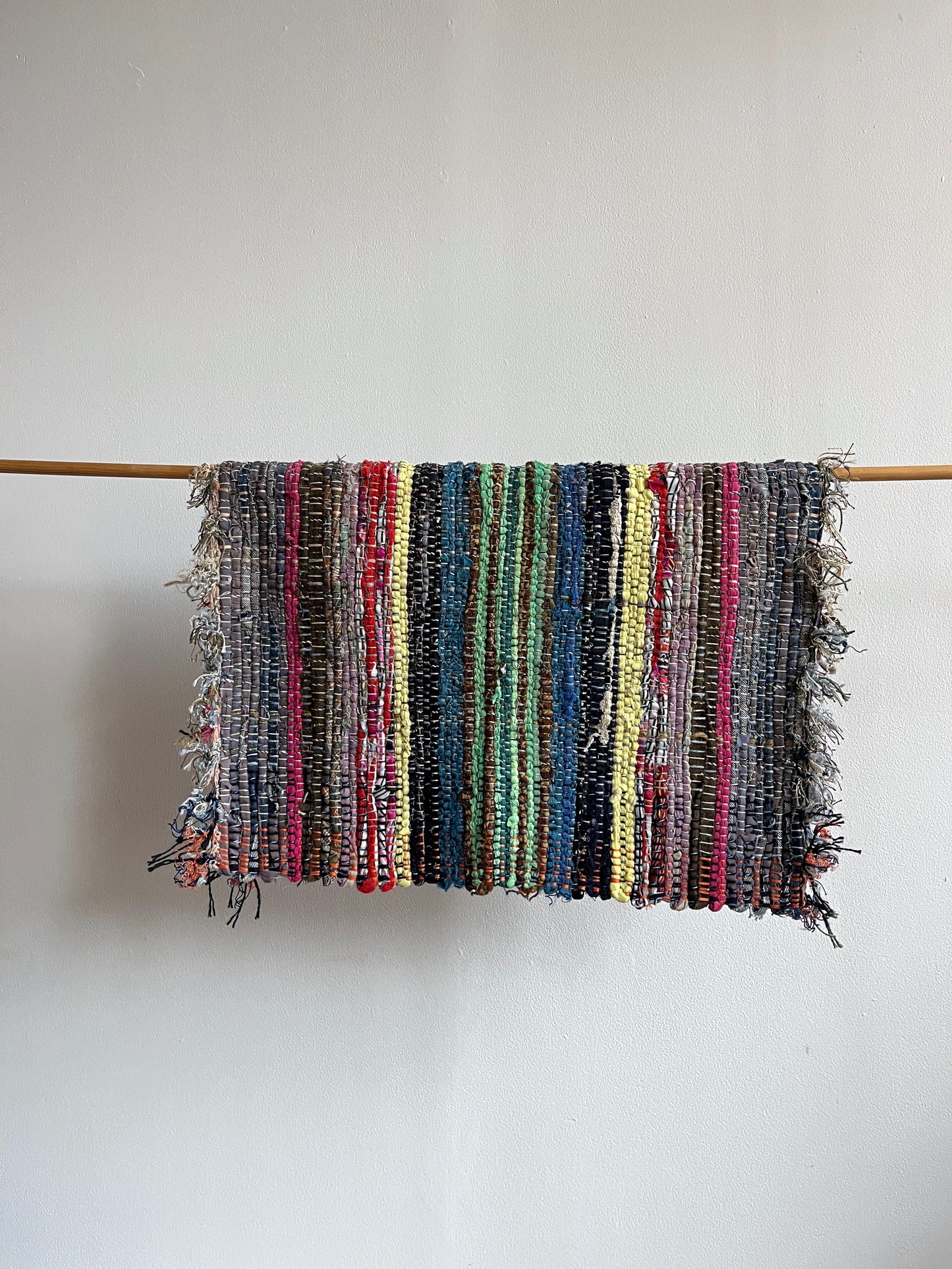 Handwoven Rug with Mint & Navy Blue by Anna