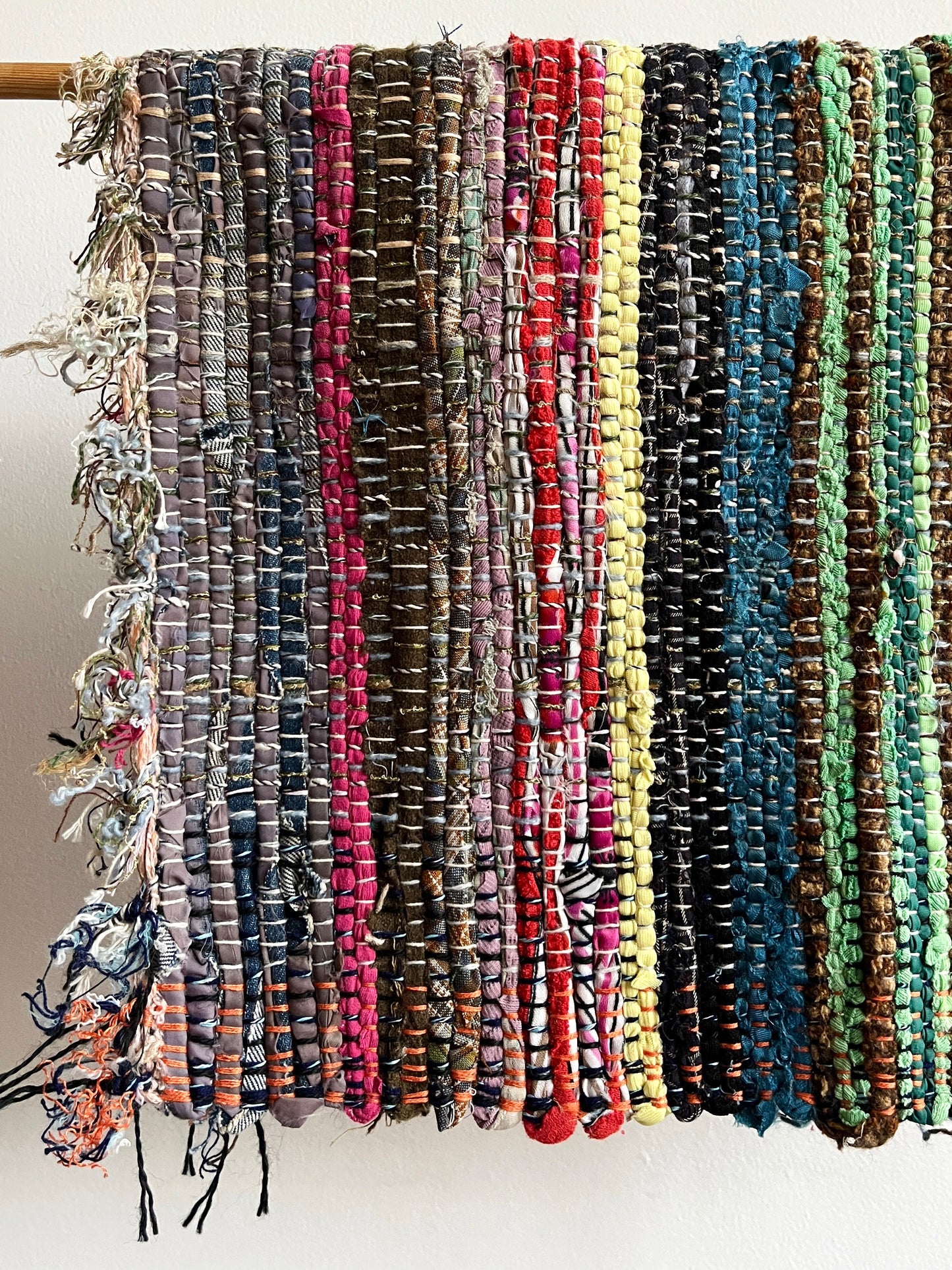 Handwoven Rug with Mint & Navy Blue by Anna