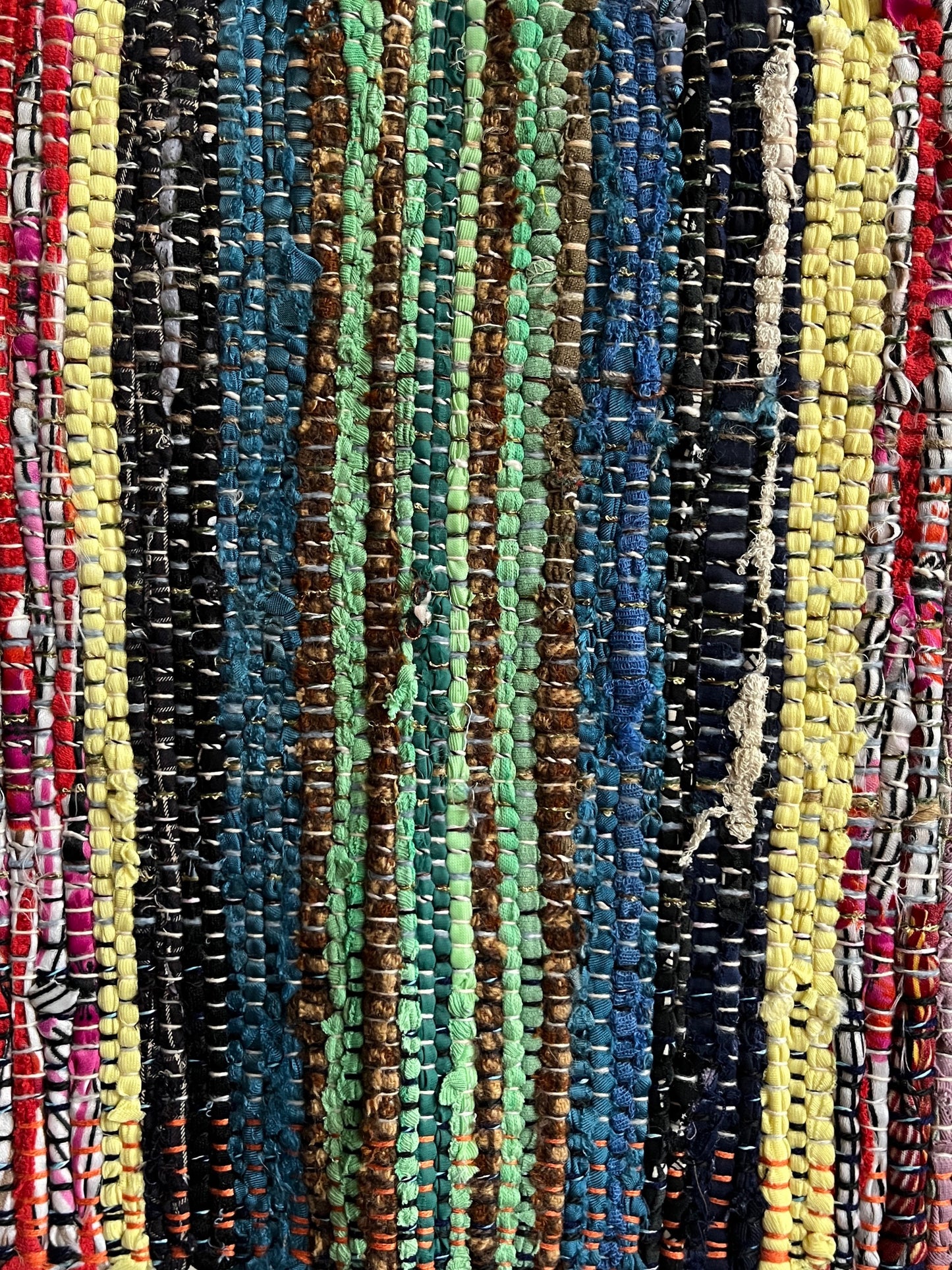 Handwoven Rug with Mint & Navy Blue by Anna