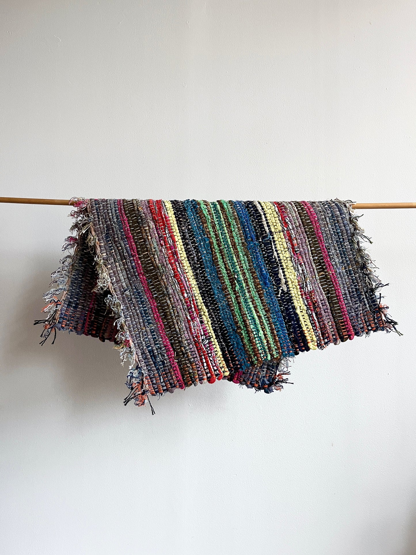 Handwoven Rug with Mint & Navy Blue by Anna