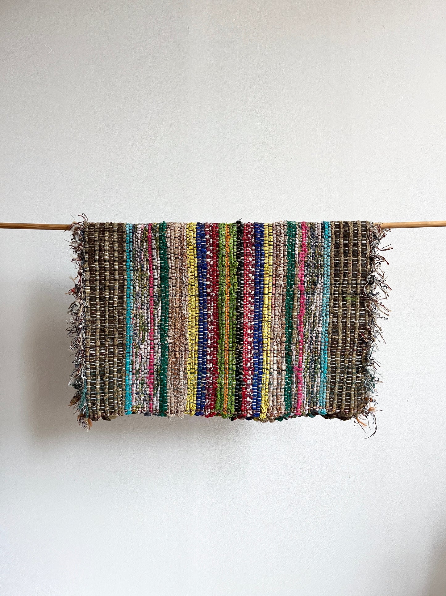 Handwoven Rug with Green & Blue by Anna