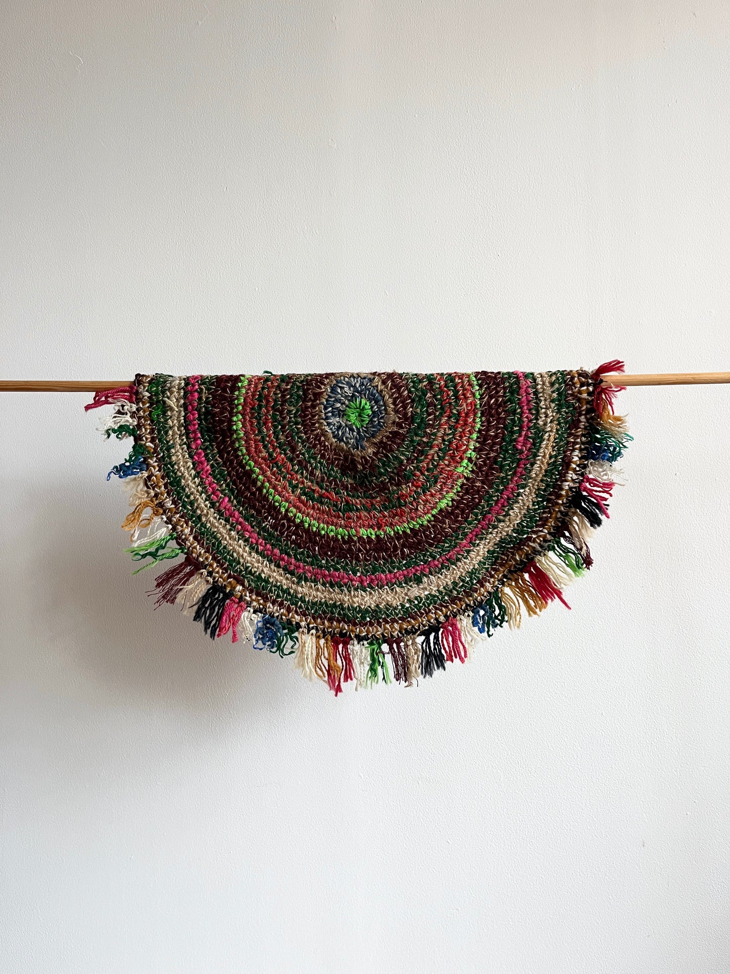 Handwoven Round Rug with Green by Anna