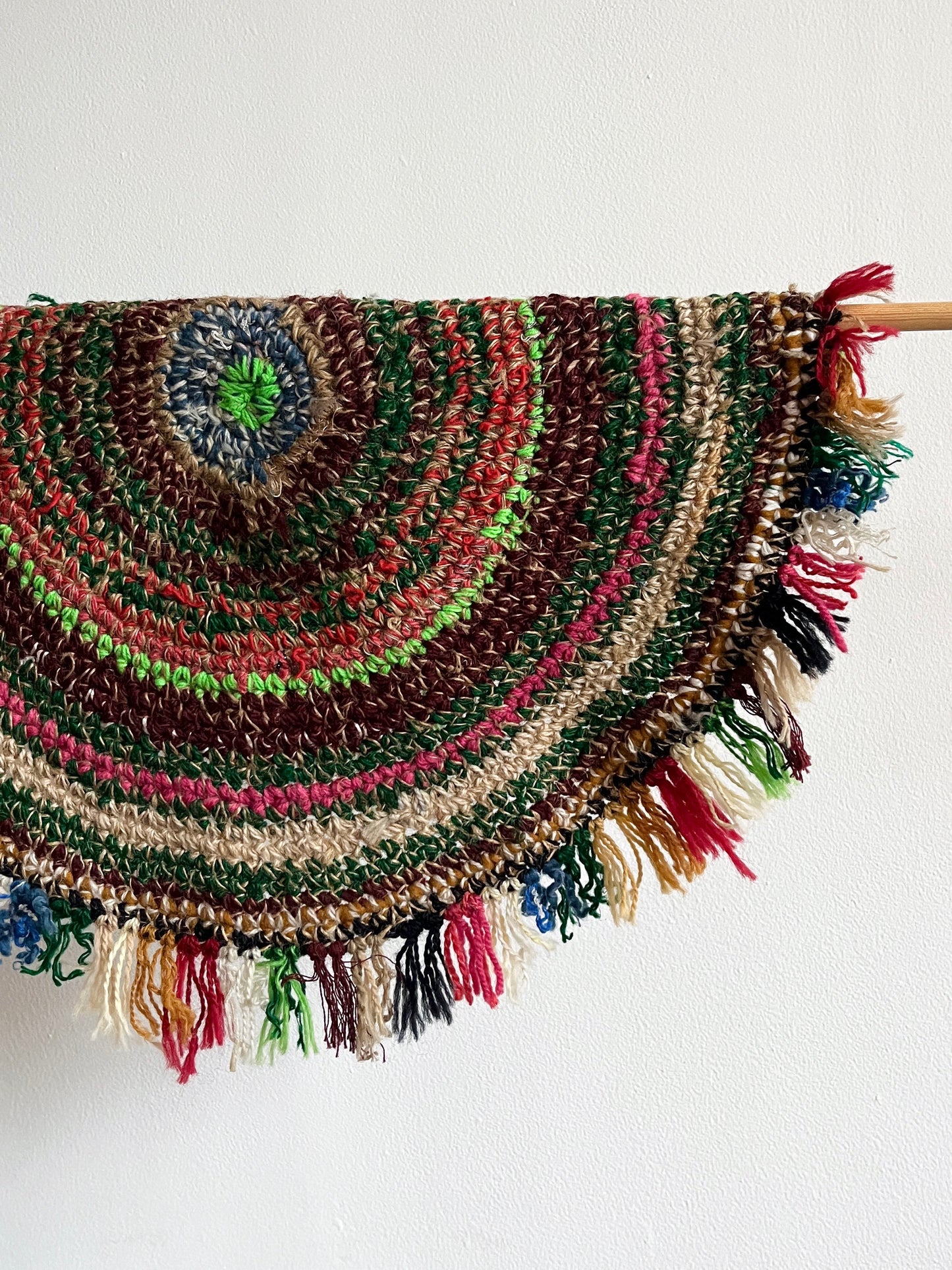 Handwoven Round Rug with Green by Anna