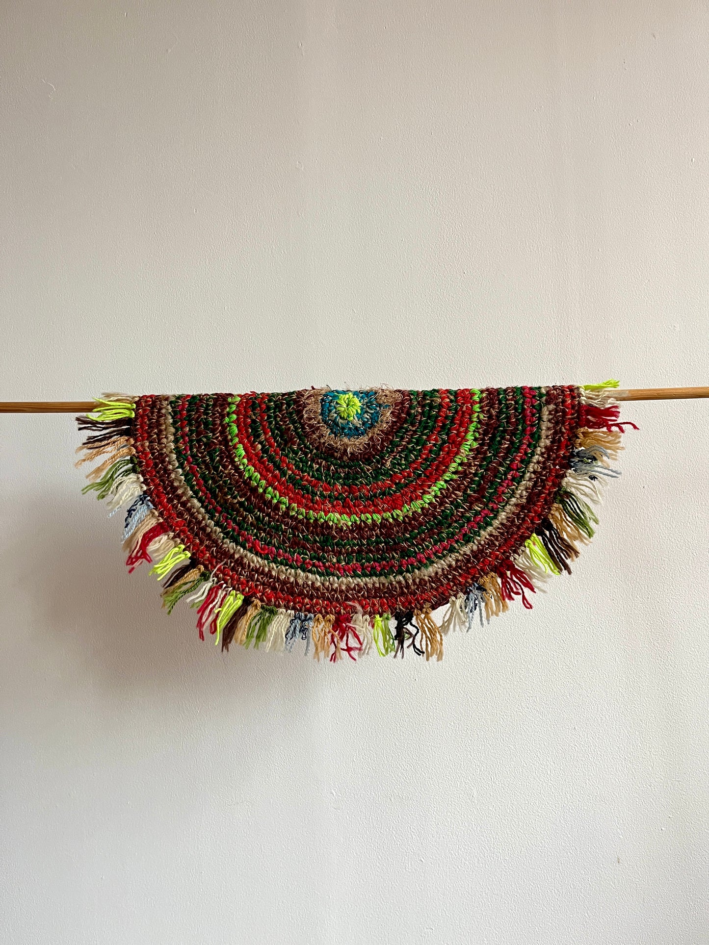 Handwoven Round Rug with Neon Green by Anna