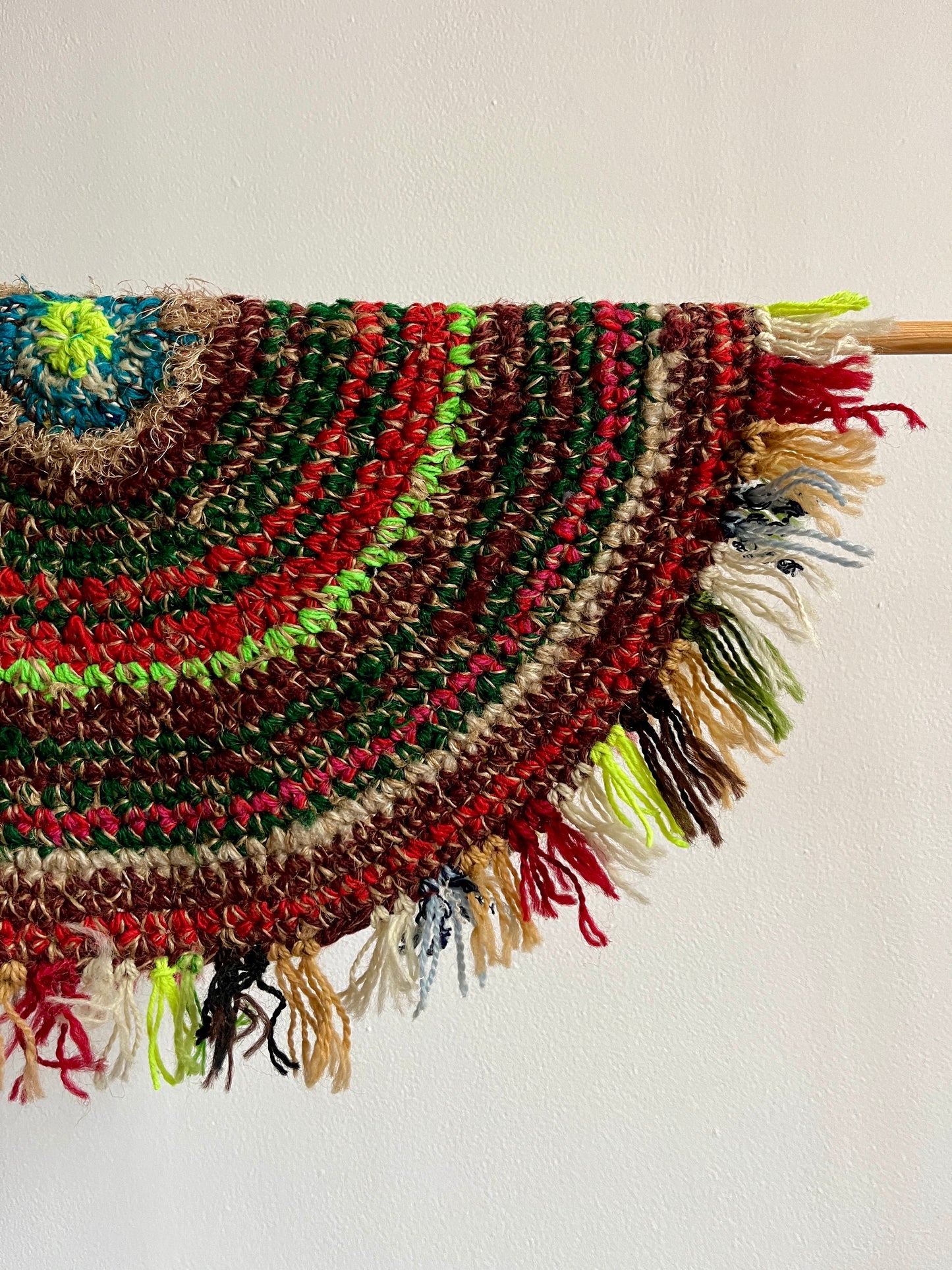 Handwoven Round Rug with Neon Green by Anna