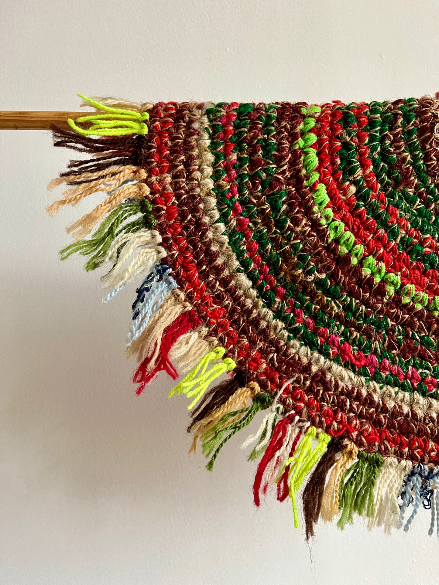 Handwoven Round Rug with Neon Green by Anna