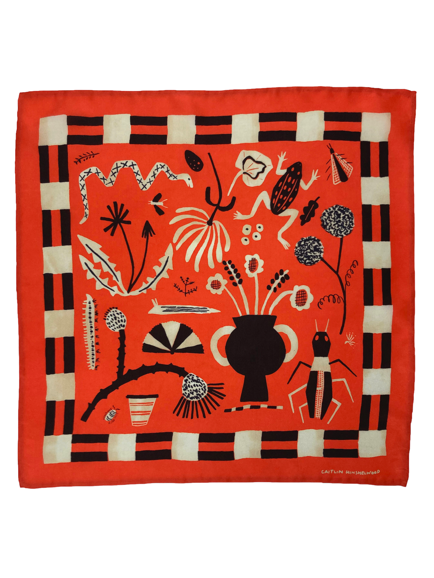 Field Notes Silk Scarf in Red by Caitlin Hinshelwood