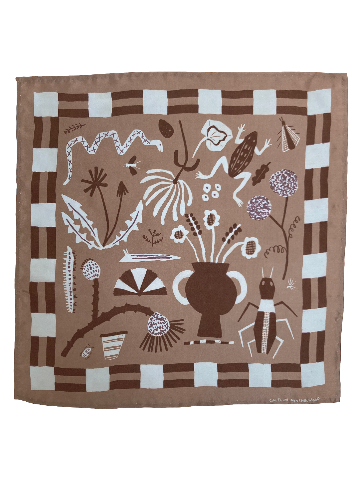 Field Notes Silk Scarf in Beige by Caitlin Hinshelwood