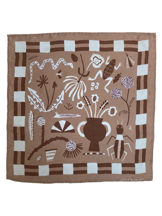 Field Notes Silk Scarf in Beige by Caitlin Hinshelwood