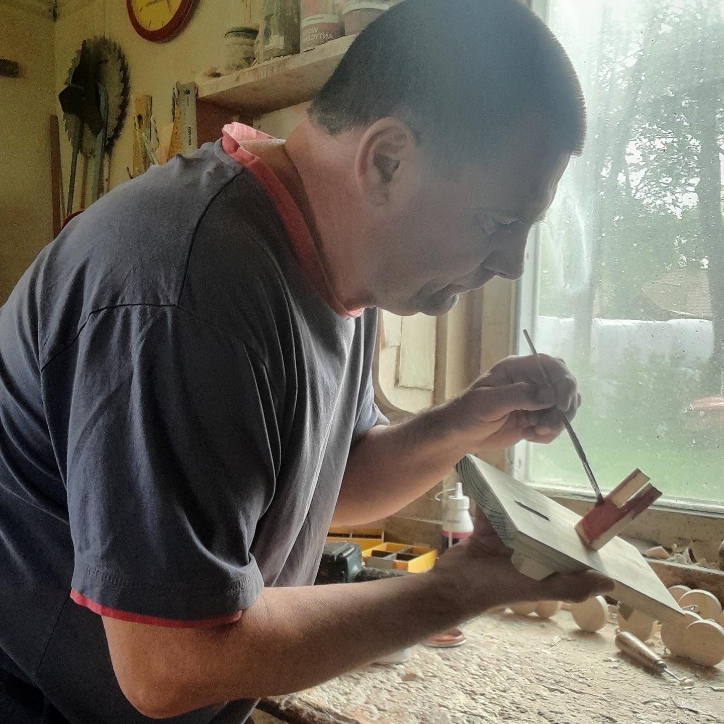 Man Cutting Wood Kinetic Wooden Toy