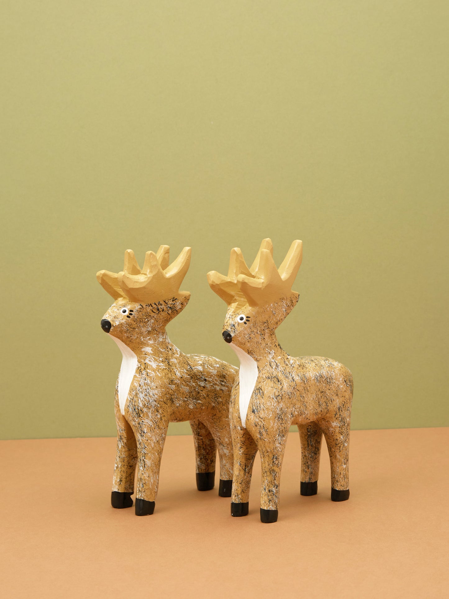 Hand Carved Wooden Deer