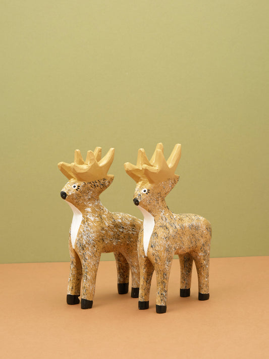 Hand Carved Wooden Deer
