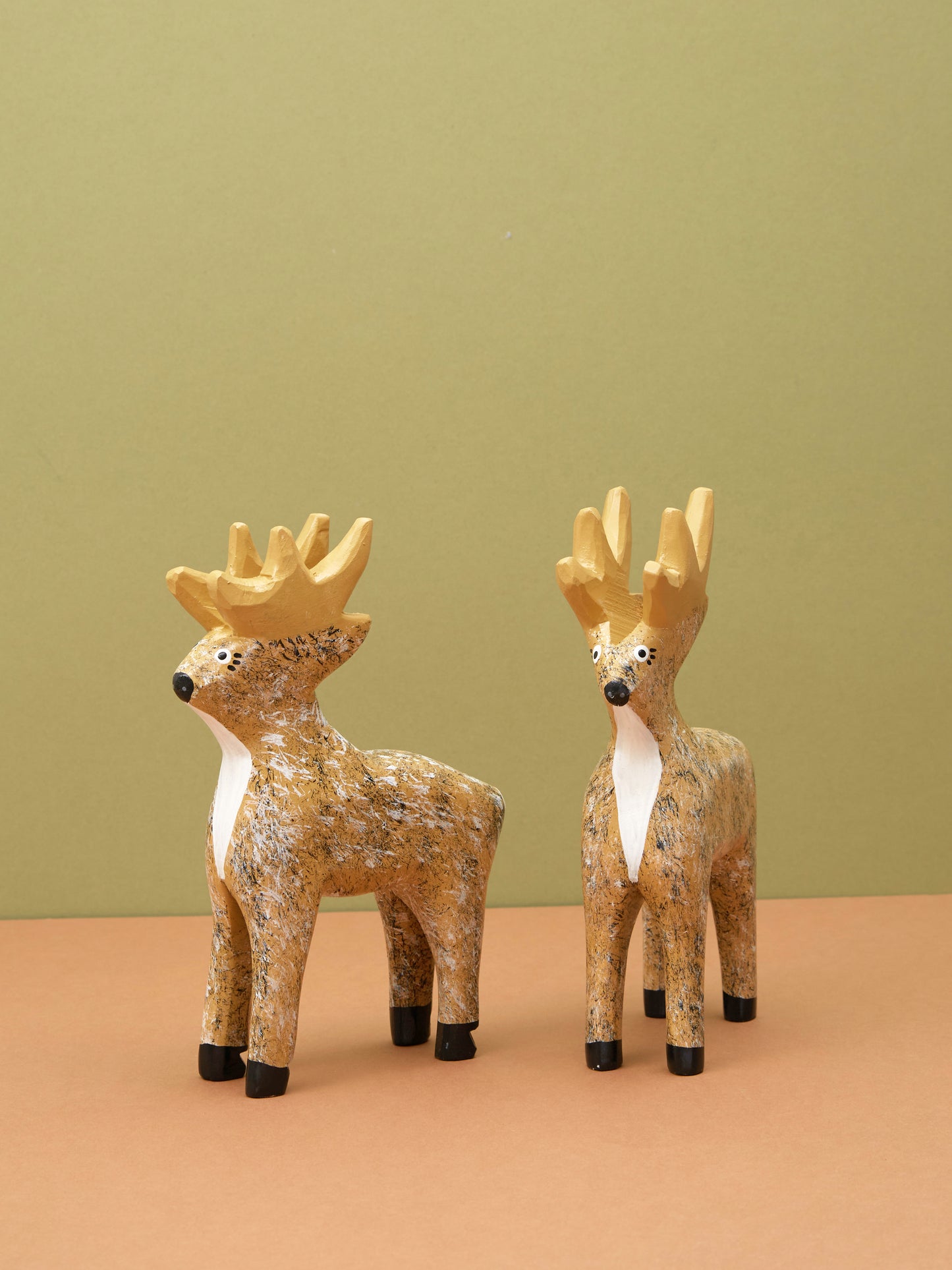 Hand Carved Wooden Deer