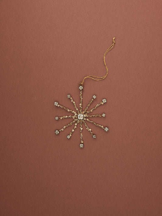 Sequin Gold Snowflake Christmas Ornament