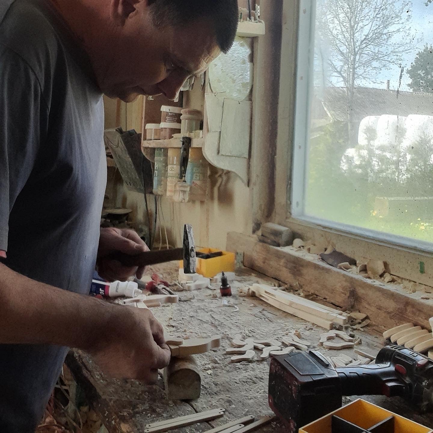 Man Cutting Wood Kinetic Wooden Toy