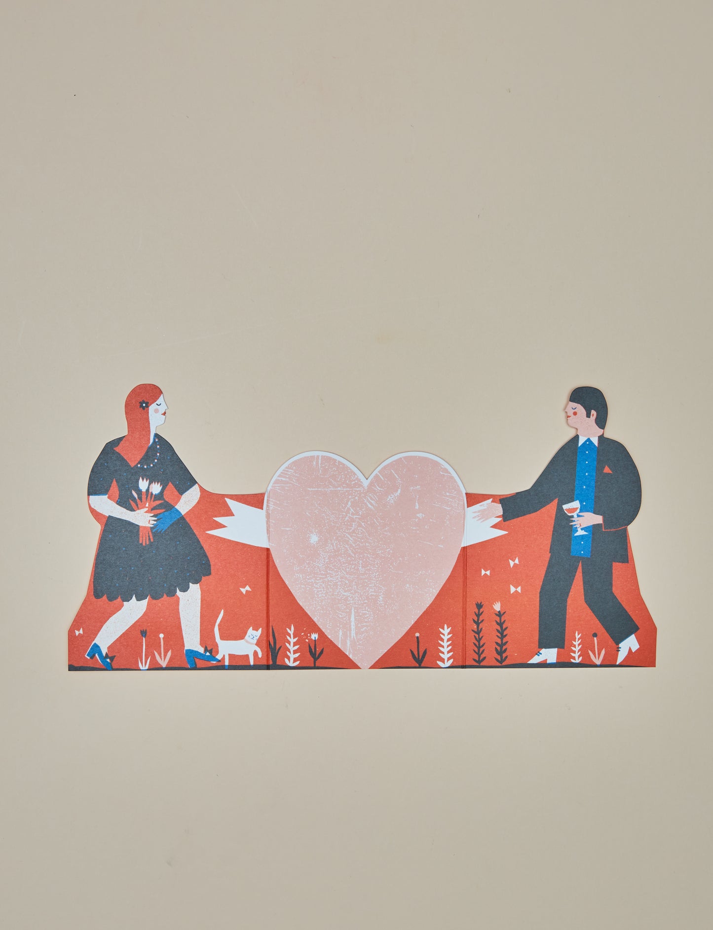 Woman and Man Concertina Card by Printed Peanut