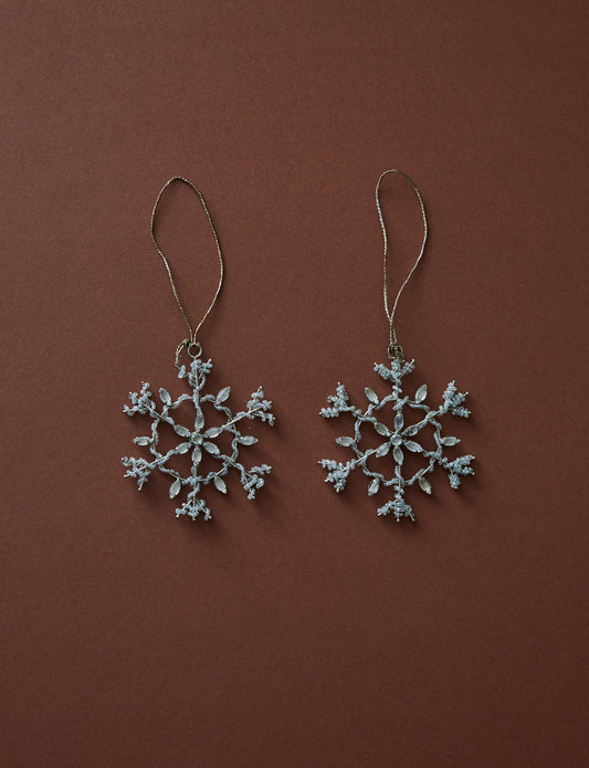 Silver Beaded Snowflake Christmas Ornament
