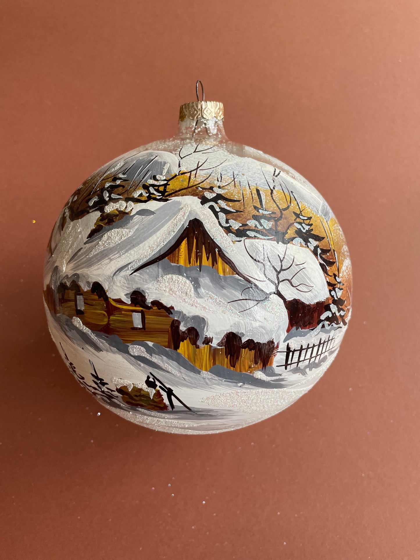 Winter Unique Hand Painted Glass Christmas Ornament